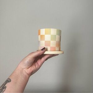 Mimi Ceramic Pastel Checkered Ceramic Planter